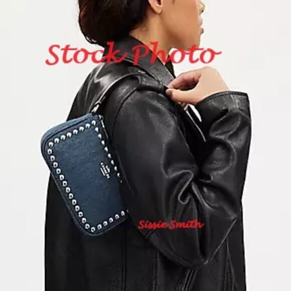 NWT Coach Nolita 19 In Denim with Rivets & Chained Id Case - Picture 11 of 16